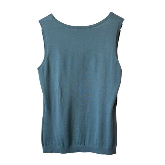 Neiman Marcus Cashmere Collection 100% Cashmere Scoop Neck Tank Top Blue Size M - Picture 2 of 5
